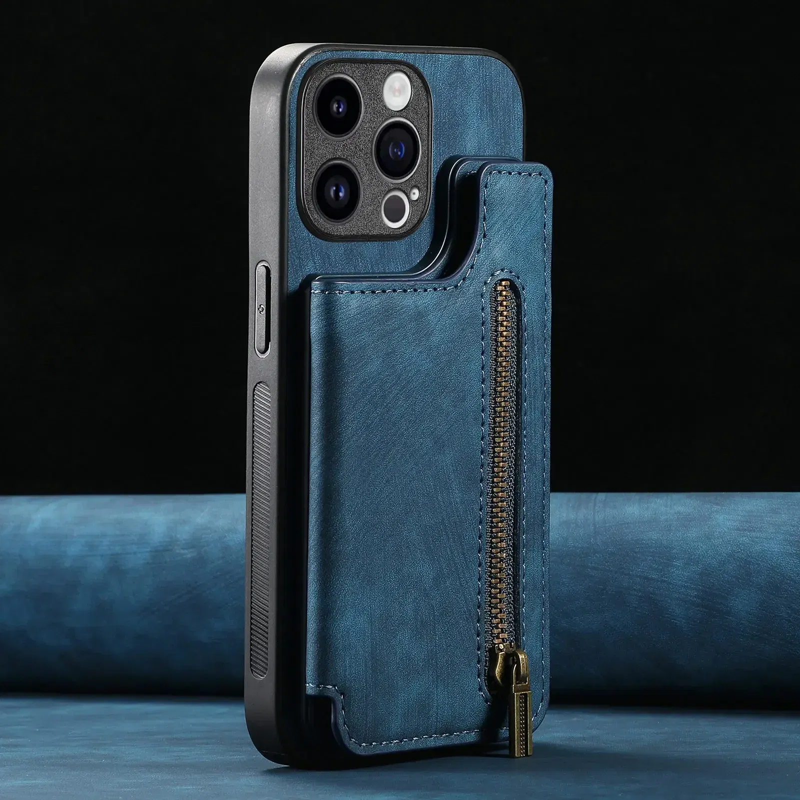 Color: Beige, Material: Pc + tpu - Leather Zipper Wallet with Card Holder Phone Case for IPhone 15 14 11 Pro Max 13 12 Mini X XR XS Max 8 7 Plus Shockproof Cover