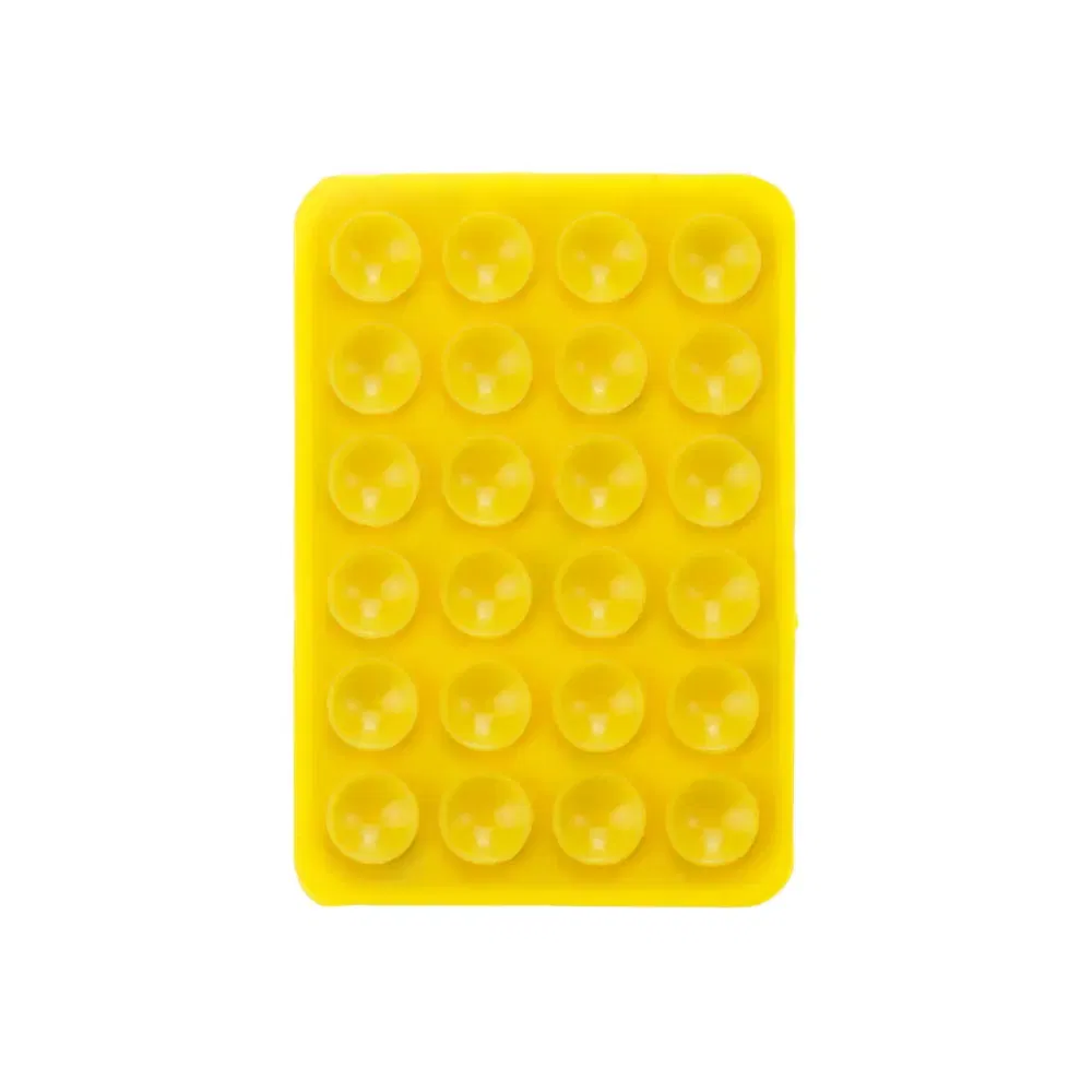 Color: Gold - Silicone World Square Silicone Mobile Phone Fixing Suction Cup Car Mounted Bracket Phone Case Universal Anti Slip Suction Cup