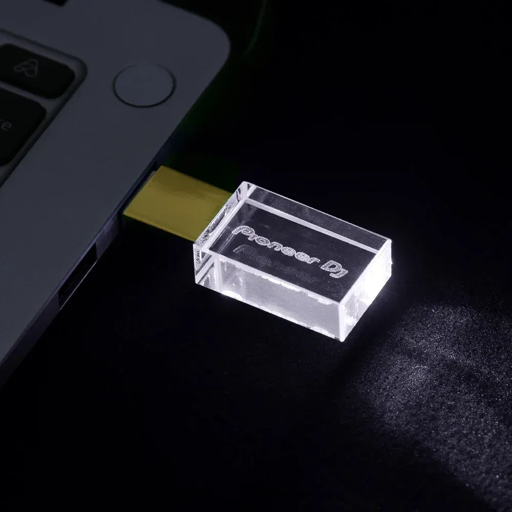 Color: WHITE, Capacity: 32 GB - JASTER Luminous USB drive Gold Lid Crystal USB Flash Drive 128GB Pendrive 64GB Colorful LED Memory Stick 16GB with Pioneer DJ