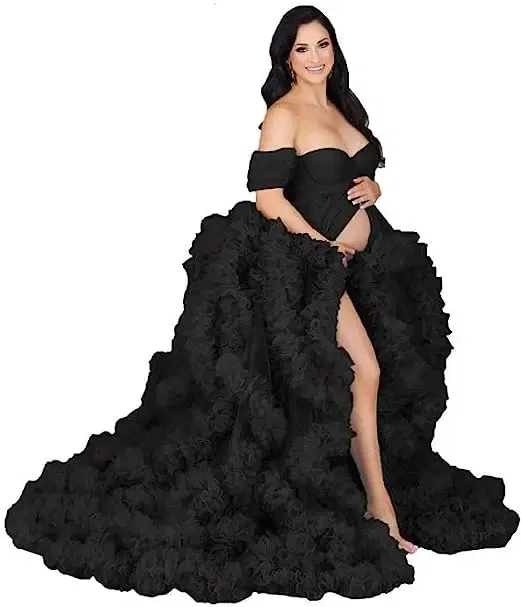Color: MAROON, Maternity Size: L, Ships From: CHINA - Tulle Long Maternity Dress Photoshoot  п?»?°?‚ь?µ  photography dresses baby shower dresses for pregnant woman  п?»?°?‚ь?µ д?»я ?±?µ