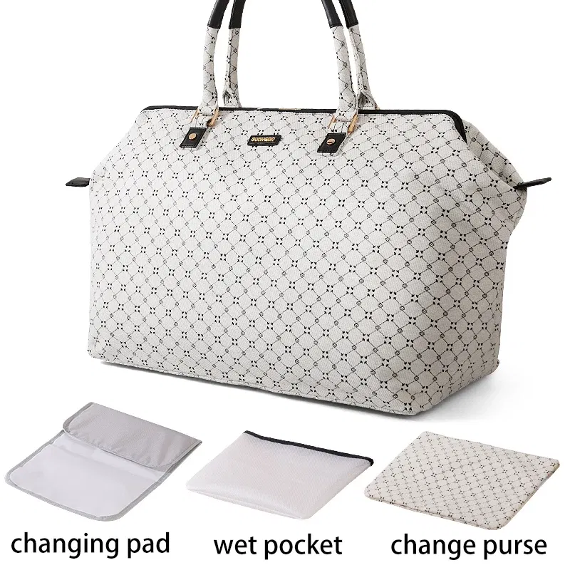 Sunveno Mommy Travel Bag 4 In 1 Diaper Tote Mommy Bag Durable Wide Opening for Quick Access Stylish & Practical