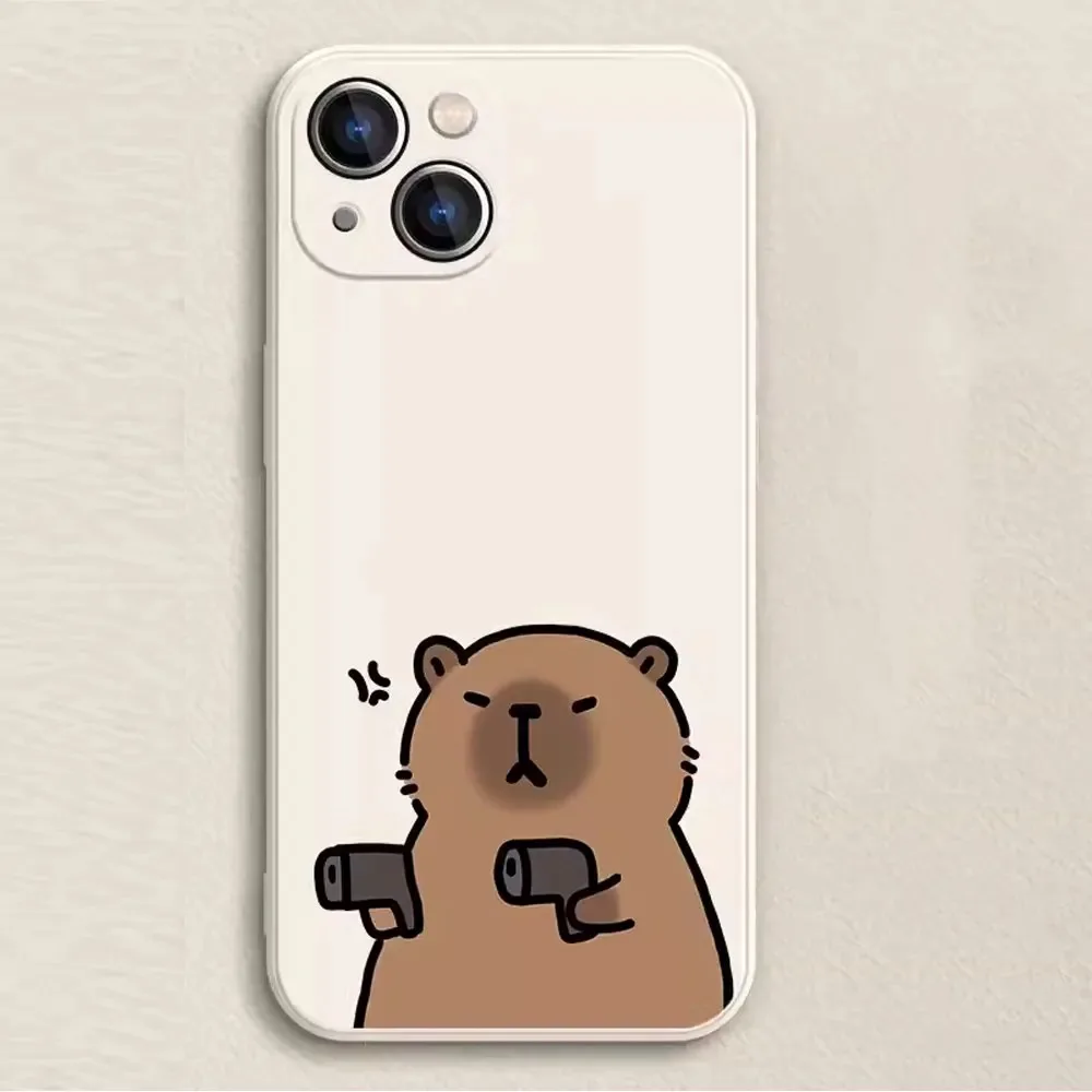 Color: Beige, Material: Vinyl - Cartoon Animal Capybara Phone Case For Samsung Galaxy S10 S20 S21 S22 S23 S24 FE Plus Ultra Note 20 Couple Paired Silicone Cover