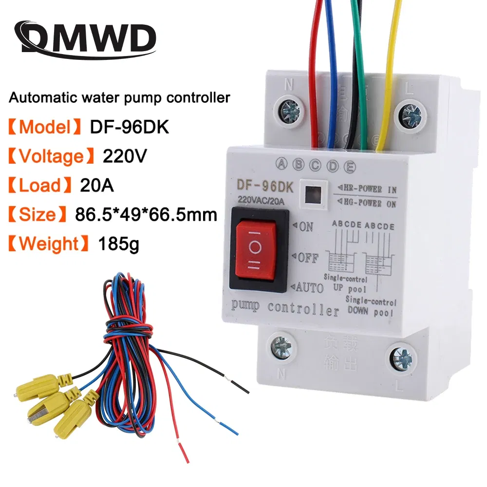 Color: Light Yellow, Ships From: CHINA - DF-96D Automatic Water Level Controller Switch 20A 220V Water tank Liquid Level Detection Sensor Water Pump Controller 2m wires