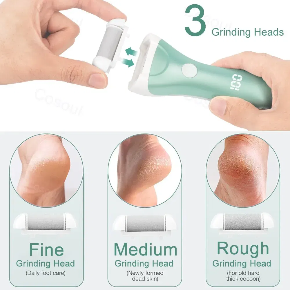 Color: PURPLE - Electric Foot File Pedicure Tools Feet Callus Removers Rechargeable Foot Scrubber Feet Care for Dead, Hard Cracked Dry Skin