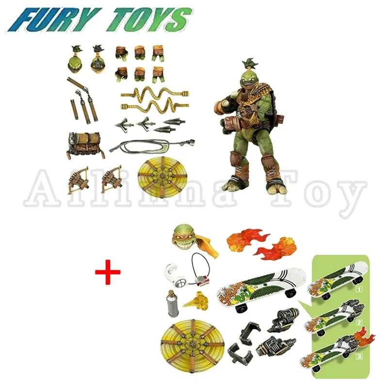 Color: GRAY - Fury Toys 1/12 5inches Action Figure Wave 3 Rage Samurai Force Turtle Summer Anime Model