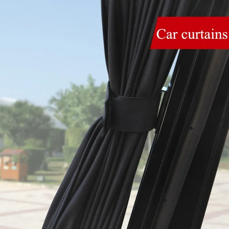 Color: Brown - 2pcs 50cm Car Sun Shade Side Window Curtain Auto Foldable Uv Protection Accessories Black Pure Cloth Auto Accessories