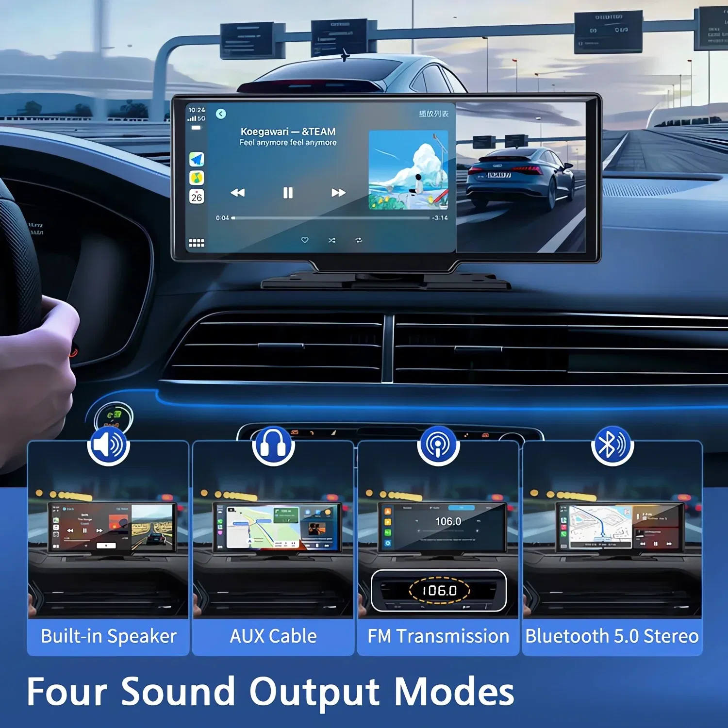 32G - Car Dvr 10.26 Inch 4K 3840*2160P Carplay Android Auto Dash Cam GPS 5G WIFI FM BT Dual Lens Camera Dashcam Drive Recorder