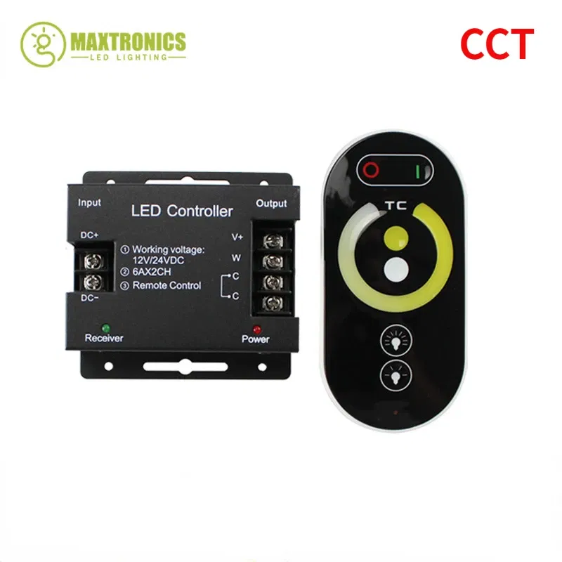 Color: Beige - DC12-24V LED Strip Light RF Touch Remote Controller Dimmer 12A 18A for 3528 5050 SMD COB CCT RGB Tape Lights Adjust Brightness