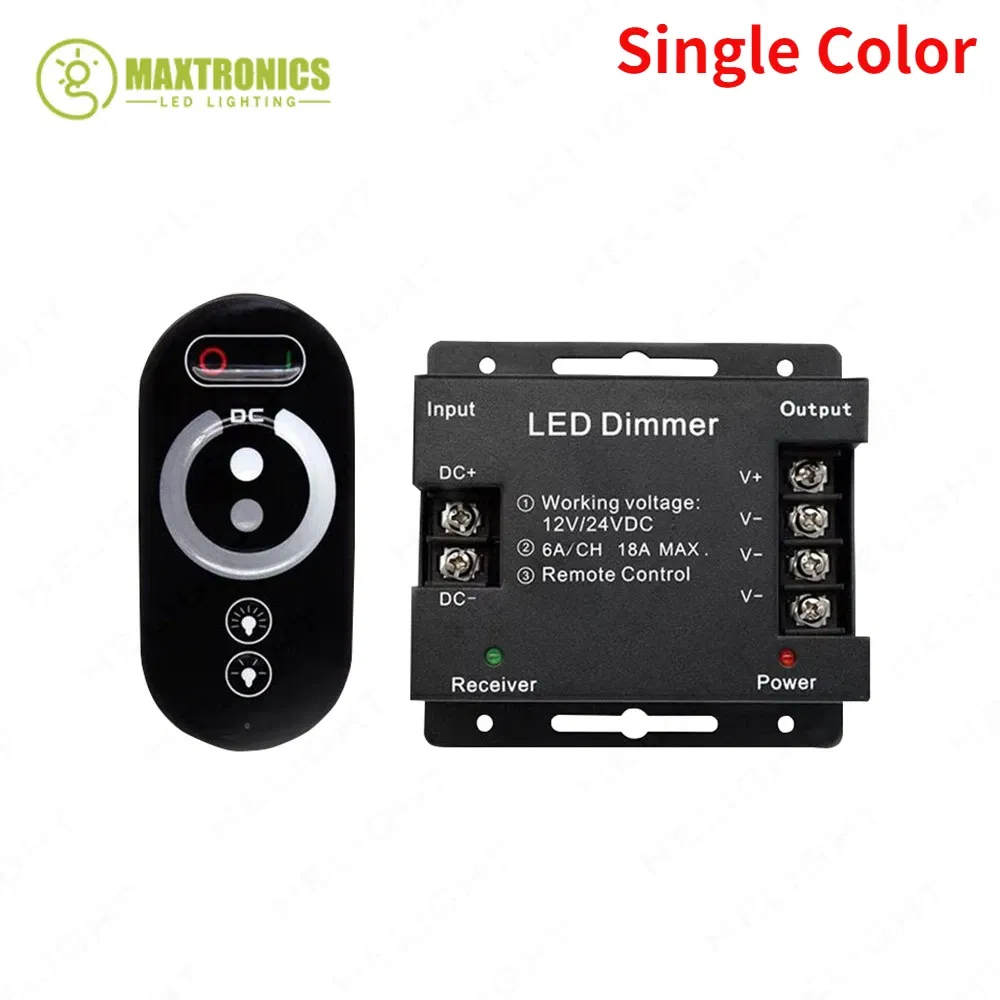 Color: Beige - DC12-24V LED Strip Light RF Touch Remote Controller Dimmer 12A 18A for 3528 5050 SMD COB CCT RGB Tape Lights Adjust Brightness