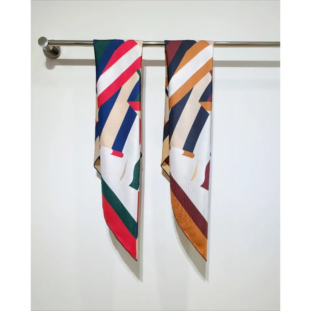 Color: Beige - 25 High-end Scarf Neck Collar Professional Scarf Headband New Small Square Towel Light Luxury Silk Scarf Headscarf Female Gift
