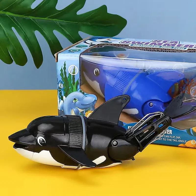 Color: black - Electric Rolling Dolphin Bath Toy for Kids ?“ Tumbling Fish Bathtub Toy with Light & Water Spray, Swimming Water Toy Child Gift