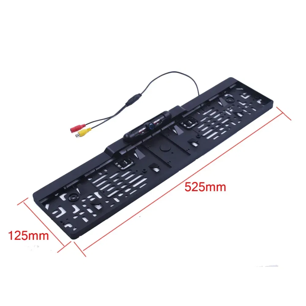 Color Name: Gold - Auto Parktronic EU Car License Plate Frame Rear View Camera HD Night Vision Rear View Camera Reverse Rear Camera With 4 IR Light