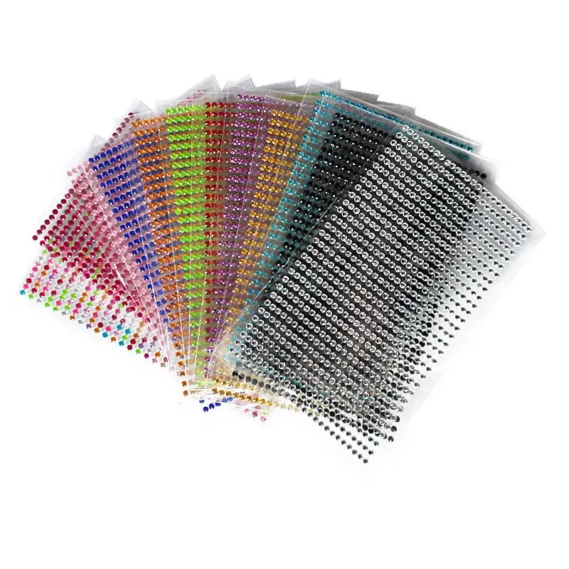 Color: Red, Size: 4cm - Scrapbook sticker 3mm 750pcs/set Self-adhesive Acrylic Rhinestones Sticker Mobile Diamond decoration drill stickers for car