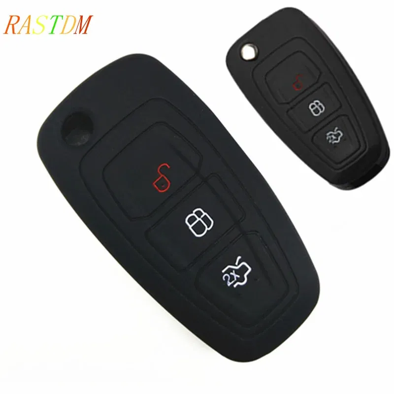 Silicone car smart key cover remote bag fit for Ford Focus 3 MK3 ST RS Ecosport kuga escape New fiesta , 3 Buttons smart key