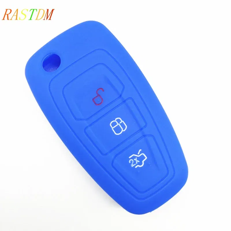 Silicone car smart key cover remote bag fit for Ford Focus 3 MK3 ST RS Ecosport kuga escape New fiesta , 3 Buttons smart key