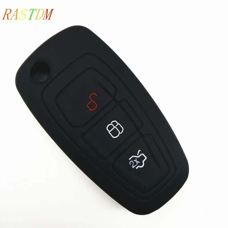 Silicone car smart key cover remote bag fit for Ford Focus 3 MK3 ST RS Ecosport kuga escape New fiesta , 3 Buttons smart key