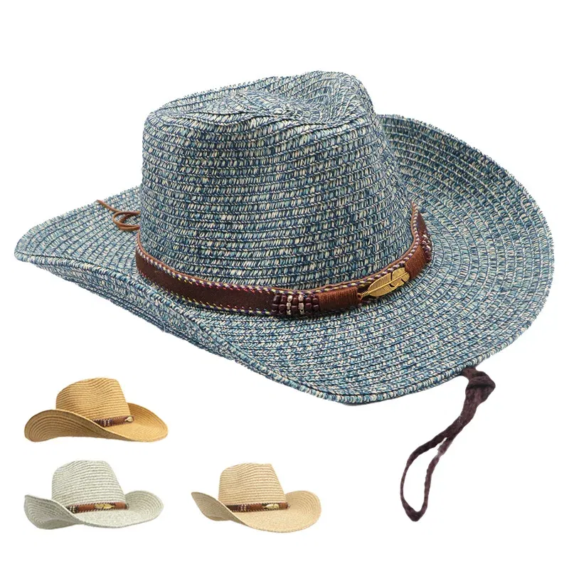 Color: green, Size: One Size, Ships From: CHINA - Summer Western Cowboy Top Hat Retro Style Sunshade Cowboy Straw Hat