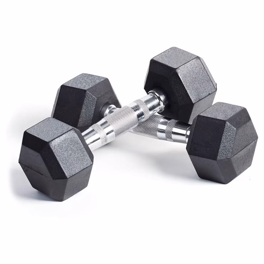 Rubber Encased Hex Dumbbells – Non-Slip Grip Hand Weights for Home Gym, Strength Training, and Fitness