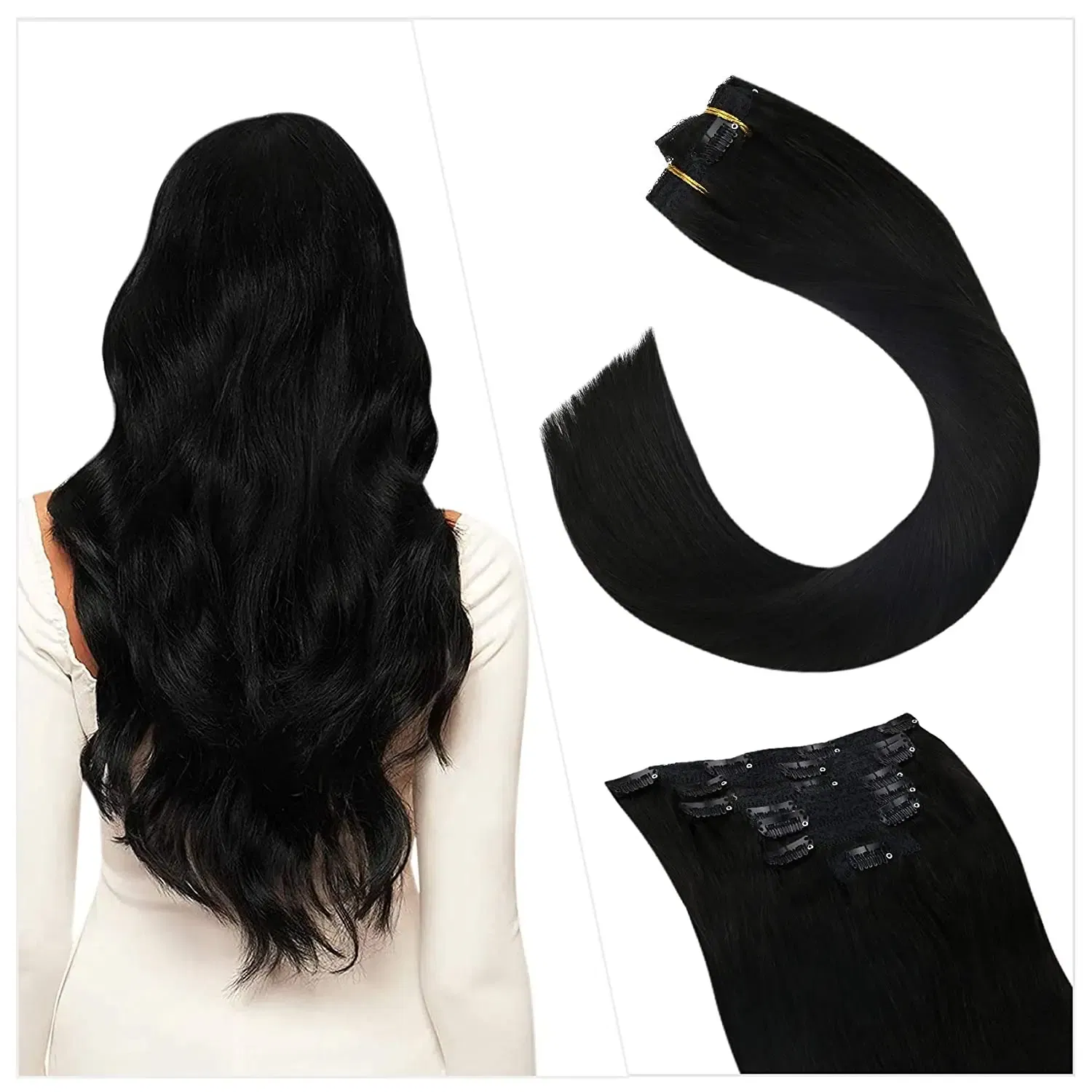 Color: Fuschia, Length: 20 INCHES, Weight Per Package: 120g/Set - [16 Colors] Ugeat Clip in Hair Extensions Human Hair 14-22" Double Weft Remy Hair Full Head Clip in Extensions for Woman 7Pcs