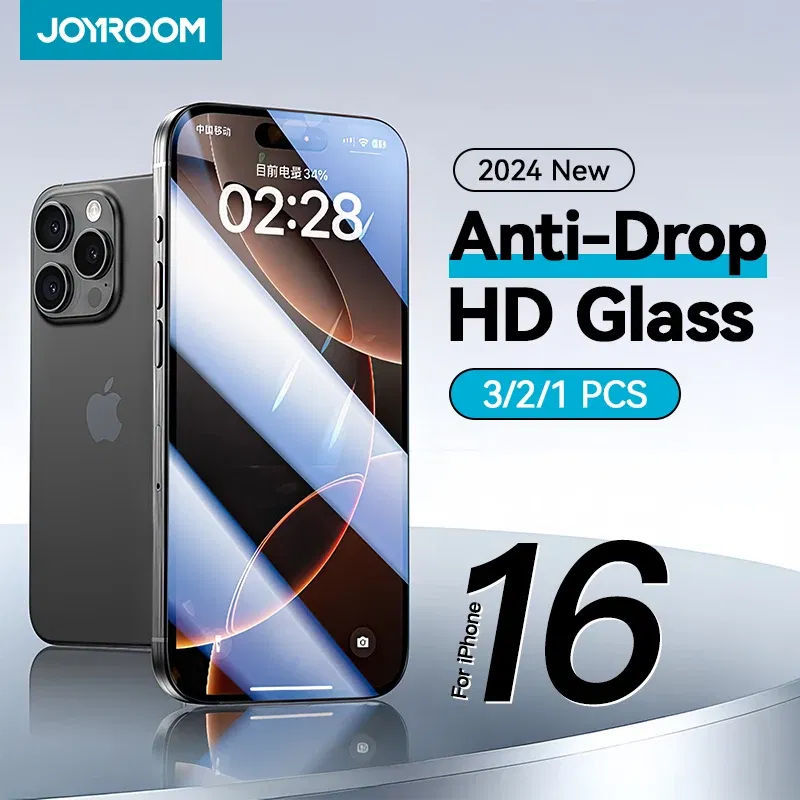 Bundle: Bundle7, Material: pet - Joyroom 3/2/1PCS Full Screen HD Glass For iPhone 16 Pro Max HD Tempered Glass Screen Protector For iPhone 15 14 13 Pro Max