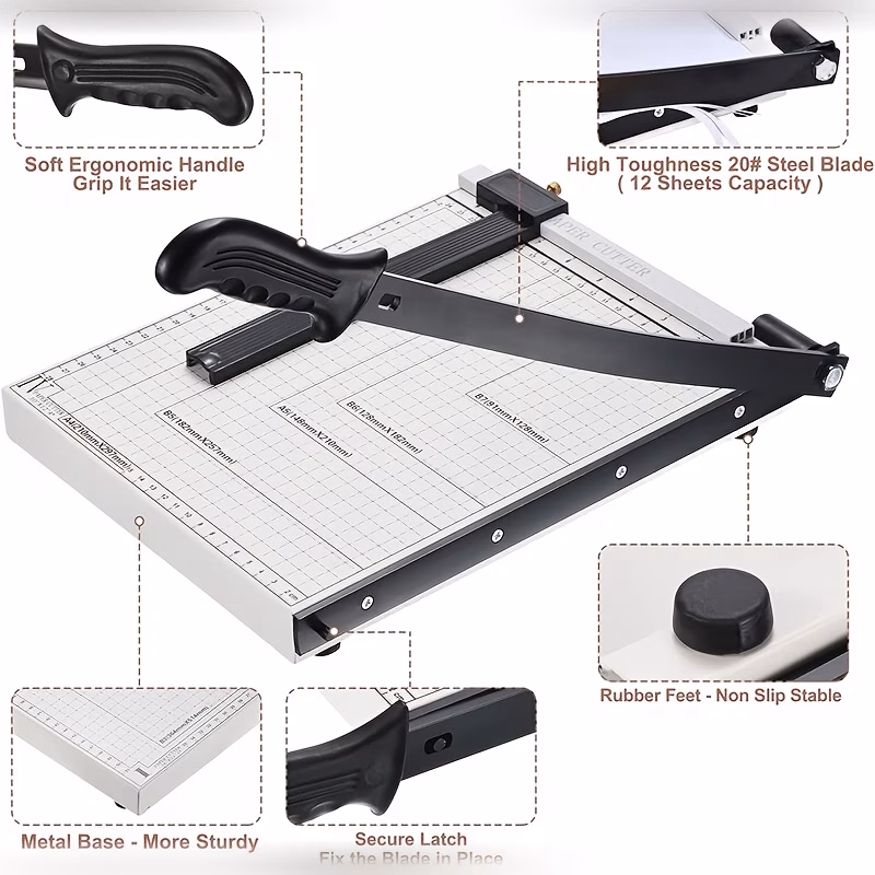 1pc A4 Paper Cutter – Plastic Base Paper Cutter with Grid Lines, Capacity of 10 Sheets