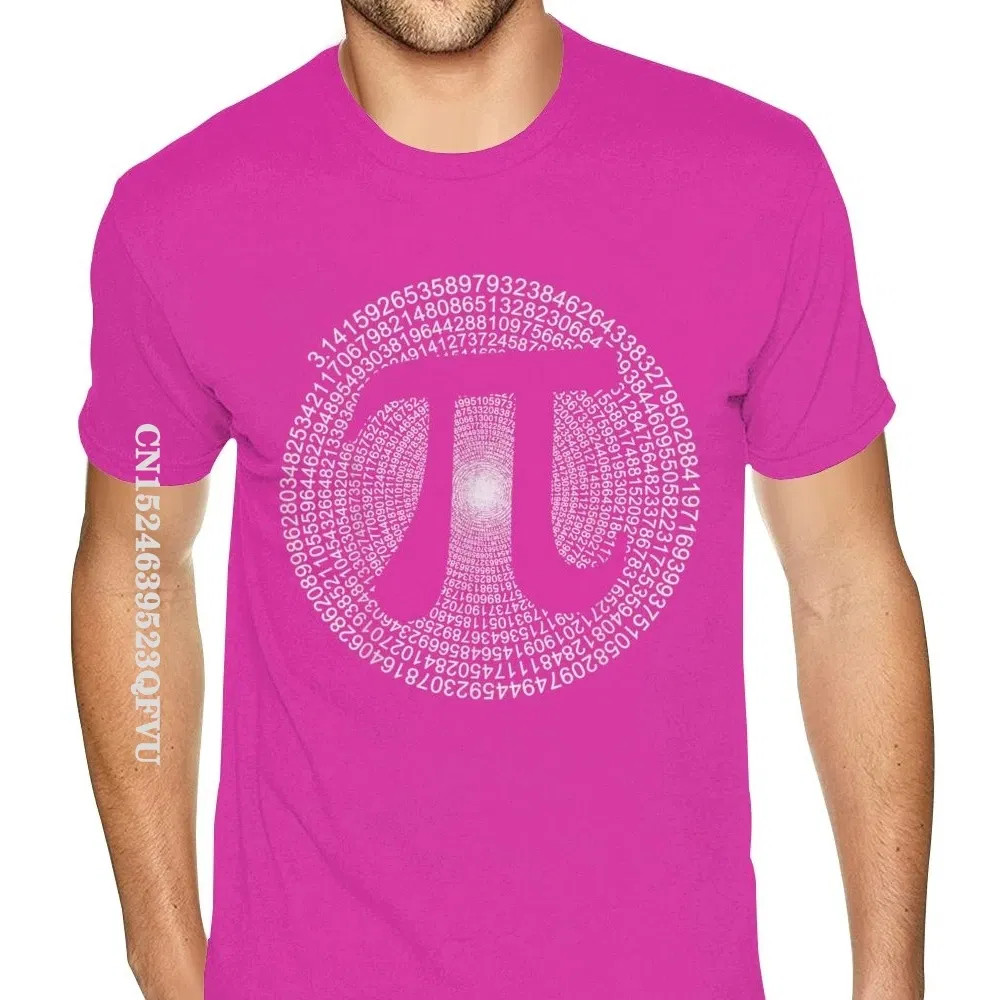 Color: Fuchsia, Size: XXXL - Classic Pi T Shirt 3,14 Pi Number Symbol Math Science Gift Tee Shirts For Men Make Your Own Soft Cotton HipHop Print Tee