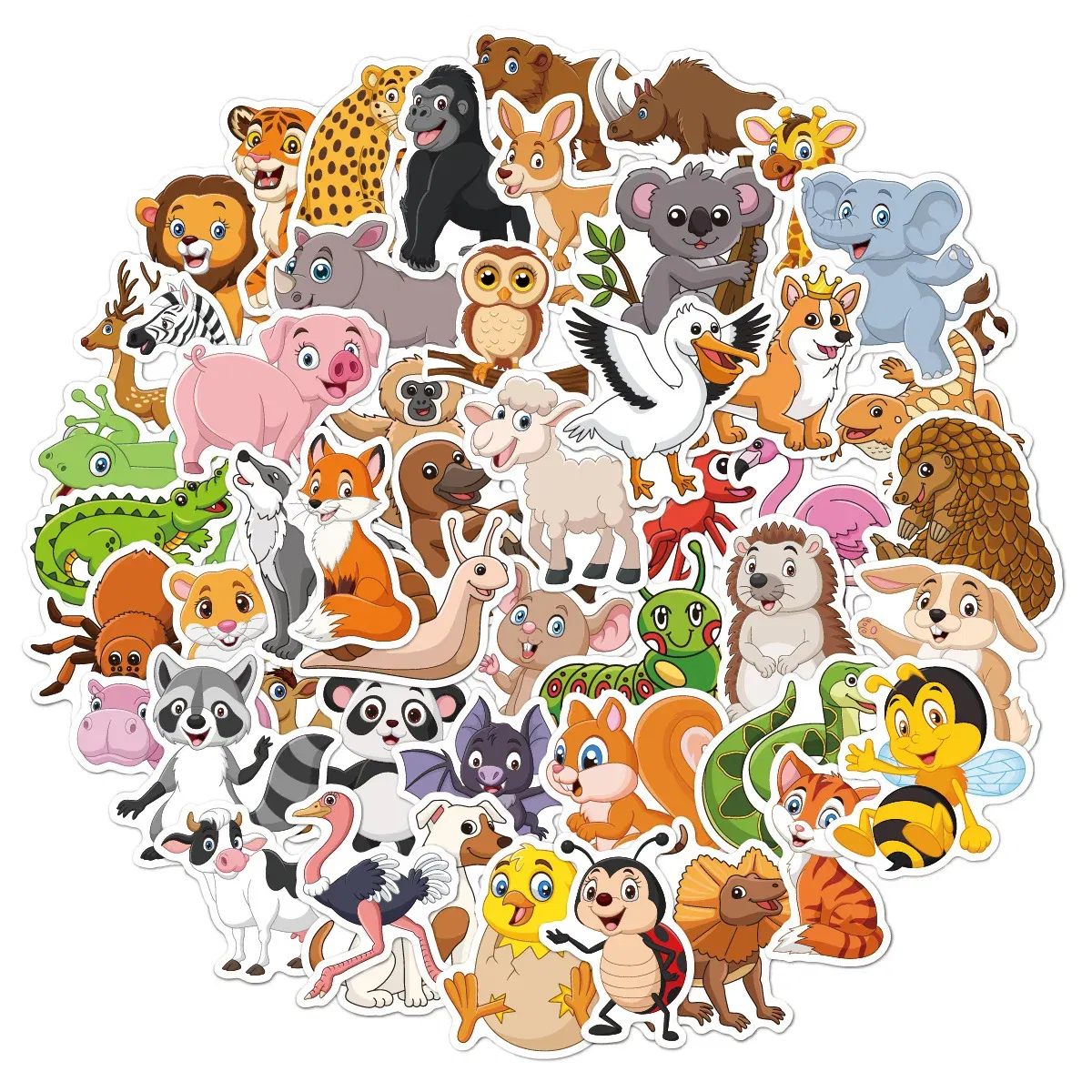Color: DEEP BLUE - Cartoon Animal Stickers 50 Sheets Decoration Forest Marine Animal Stickers