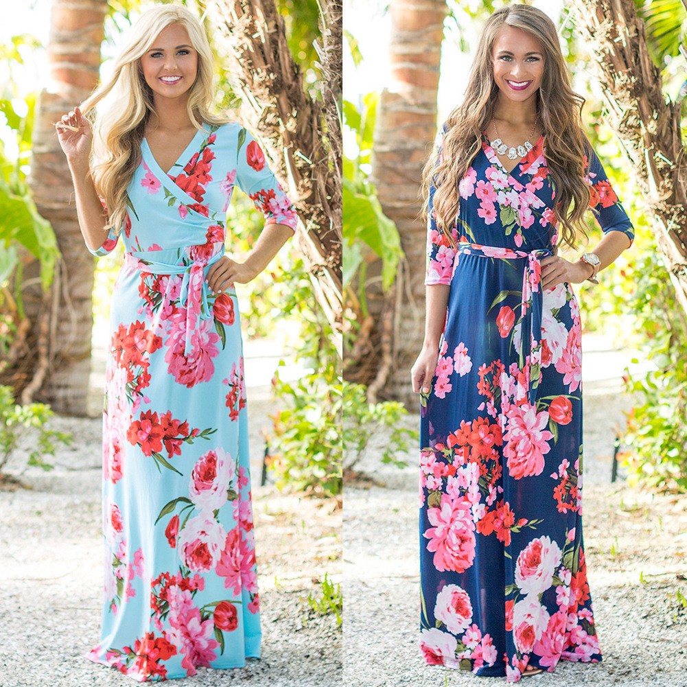 Beach Maxi Dress with Sleeves