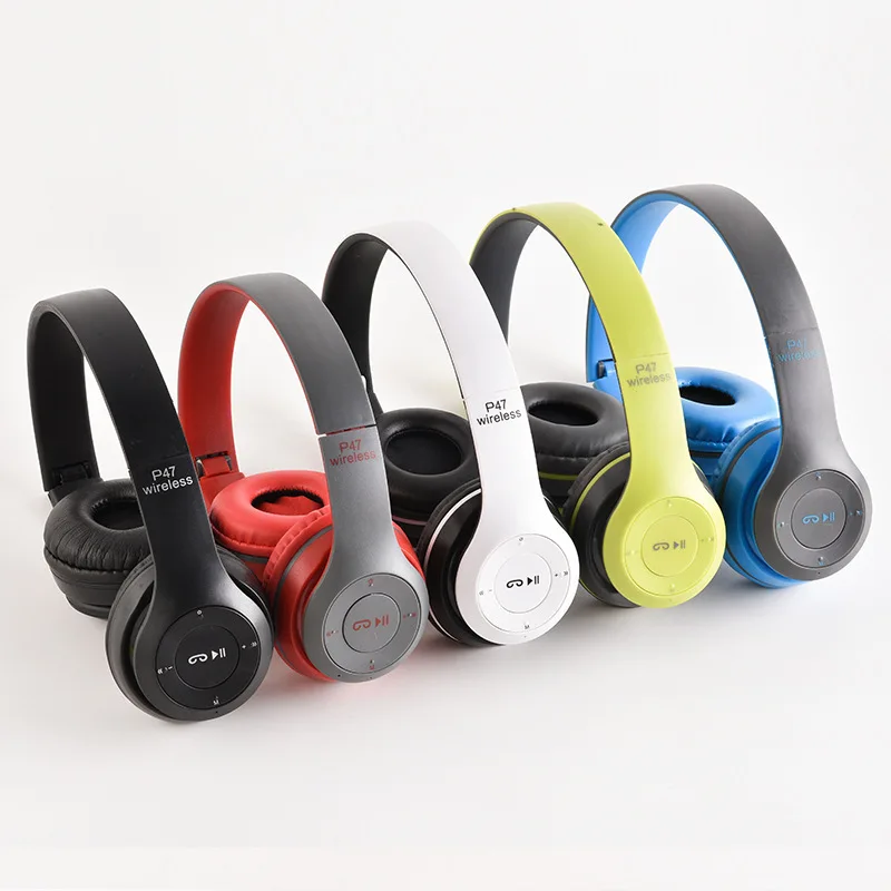 Color: Red - Stereo P47 Headset 5.0 Bluetooth Headset Folding Series Wireless Sports Game Headset for iPhone XiaoMi
