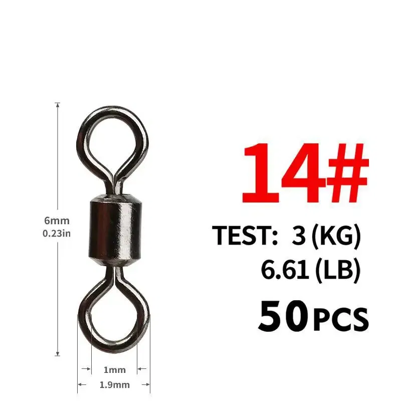 Color: green - 50PCS/Lot Fishing Swivel Sizes Solid Connector Ball Bearing Snap Fishing Swivels Rolling Stainless Steel Beads