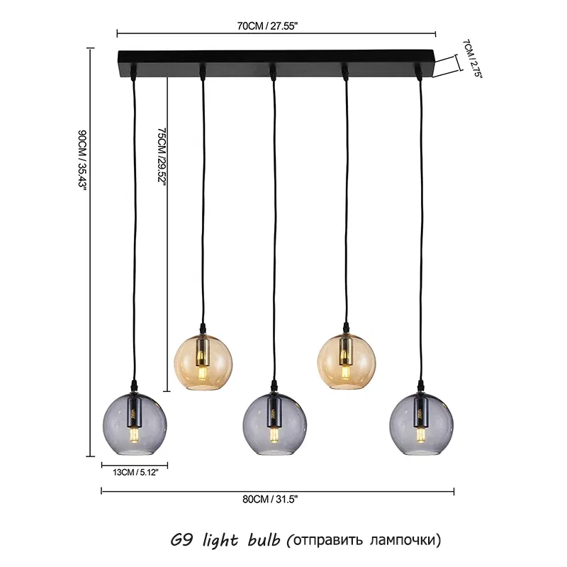 Nordic bar pendant light simple modern bedroom bedside light exquisite G9 living room light glass light with light bulb