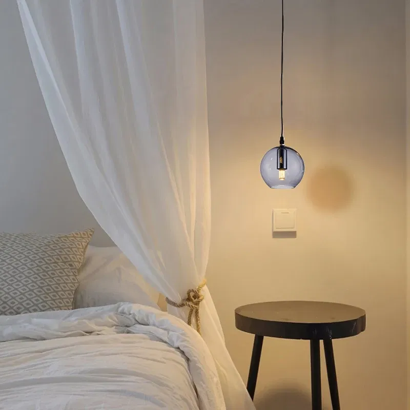 Nordic bar pendant light simple modern bedroom bedside light exquisite G9 living room light glass light with light bulb