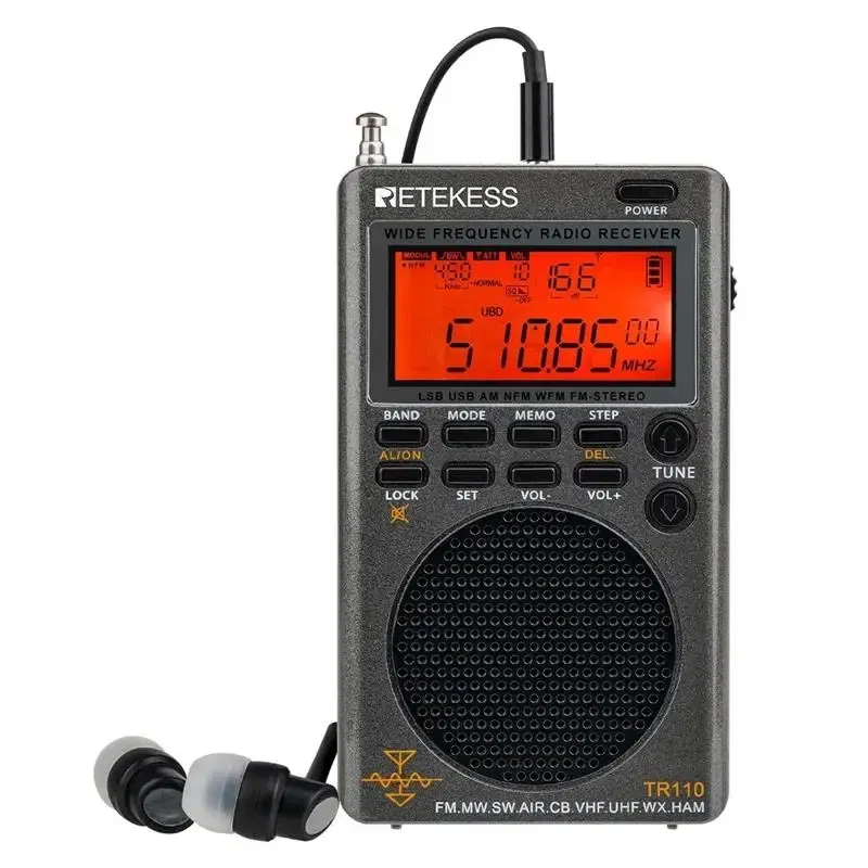 Retekess TR110 Radio FM Receiver Portable Shortwave Radios AM FM All Waves Band CB AIR Band Ham Radio SW MW LSB VHF UHF