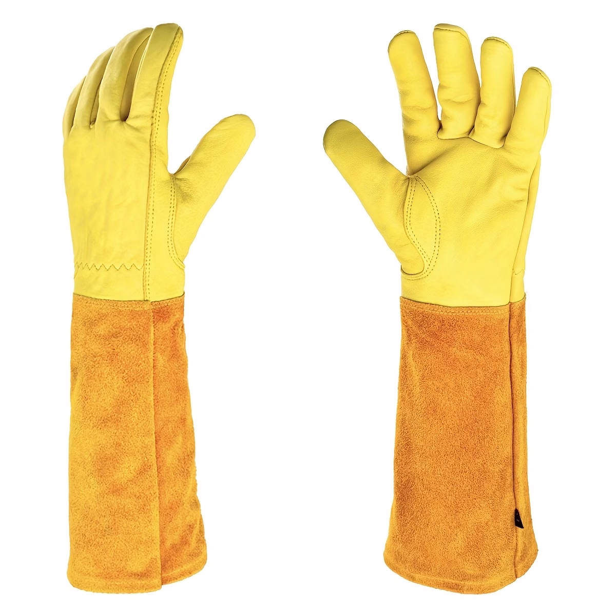 Extra-Durable Thorn-Proof Garden Gloves – Yellow Two-Layer Cowhide, Puncture-Resistant for Pruning & Trimming