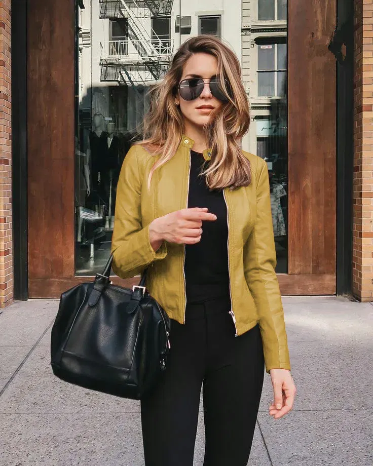 Color: Brown, Size: M - Womens Spring Full Long Sleeve Jacket Coat Autumn Leather Blazer Winter Zipper Outwear Suit Cardigan Female Jackets