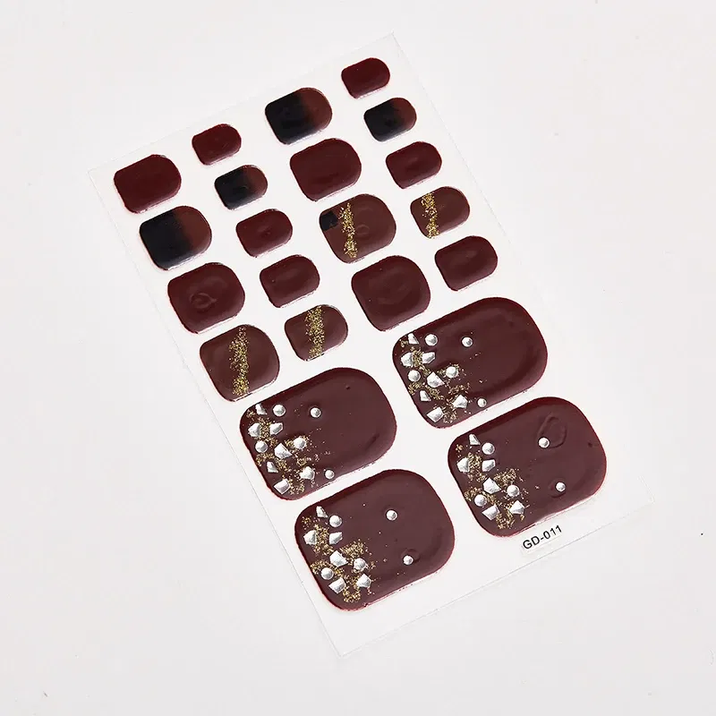 Color: Yellow - 22 Tips/Sheet Full Beauty Loveliness Designed Manicure Valentines Nail Art Designer Nail Decals Novidades Nail Sticker Set