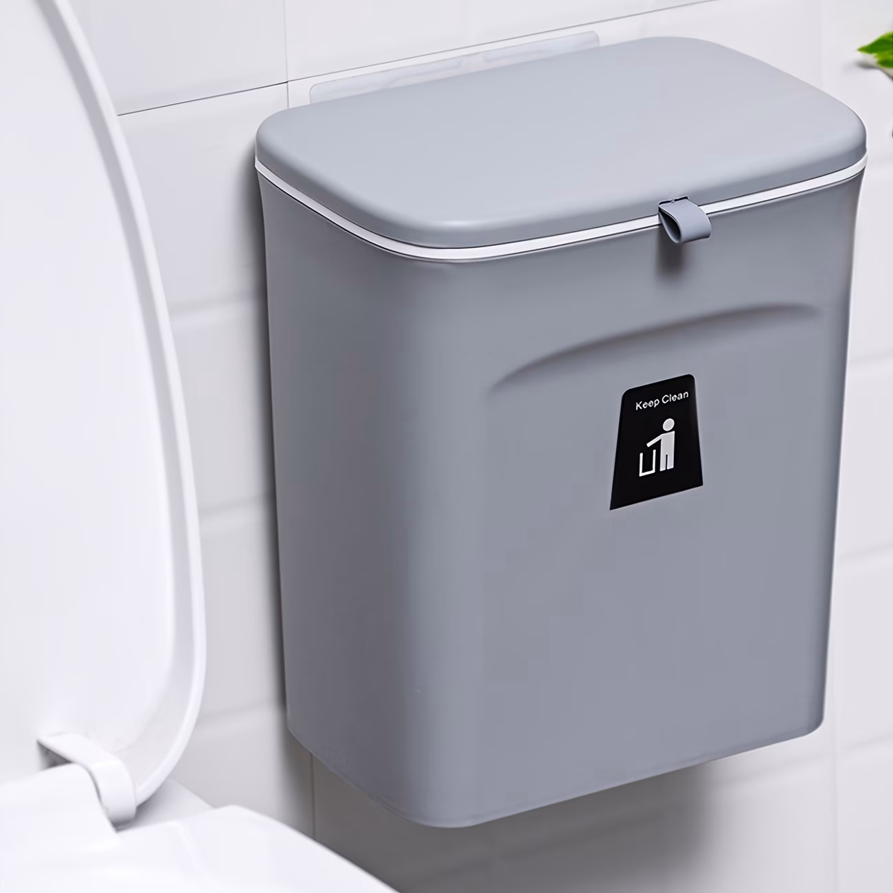 Kitchen Cabinet Door Hanging Trash Can with Lid and Scraper – Wall Mount or Door Hook Installation for Kitchen, Bathroom, and RV