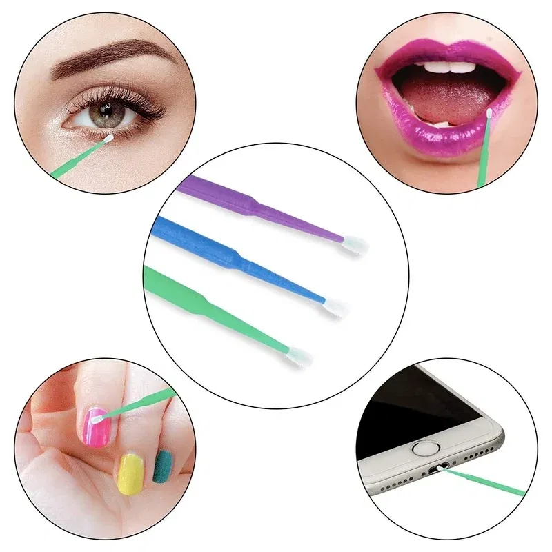 Color: Ivory - 500pcs/lot Eyelash Extension Cleaning Swabs Lash Lift Glue Remover Applicators Microblade Makeup Micro Brushes Tool