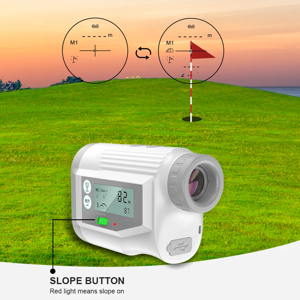 Color: Ivory - NOHAWK Golf Laser Rangefinder USB Rechargeable with Slope Compensation For Golfer Range Finder Hunting Monocular