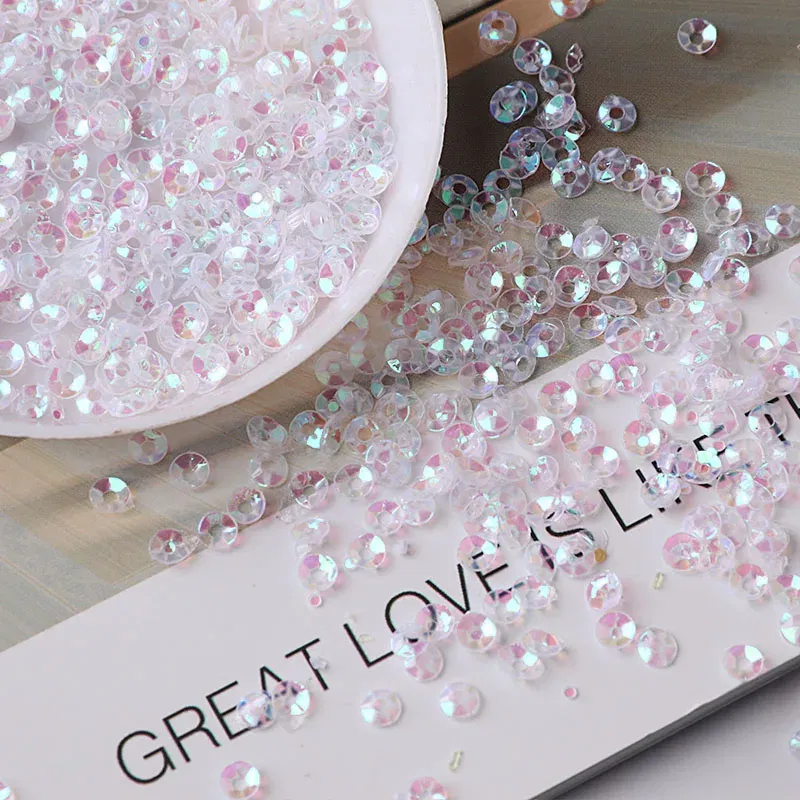 Color: Antique Brass - 10g/pack 3mm Cup PVC Round Transparent Crystal Loose Sequins Sewing Wedding Craft Women Kids DIY Garment Nail Accessories