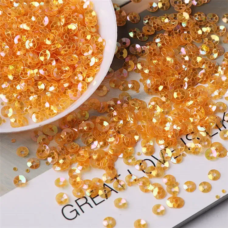 Color: Antique Brass - 10g/pack 3mm Cup PVC Round Transparent Crystal Loose Sequins Sewing Wedding Craft Women Kids DIY Garment Nail Accessories