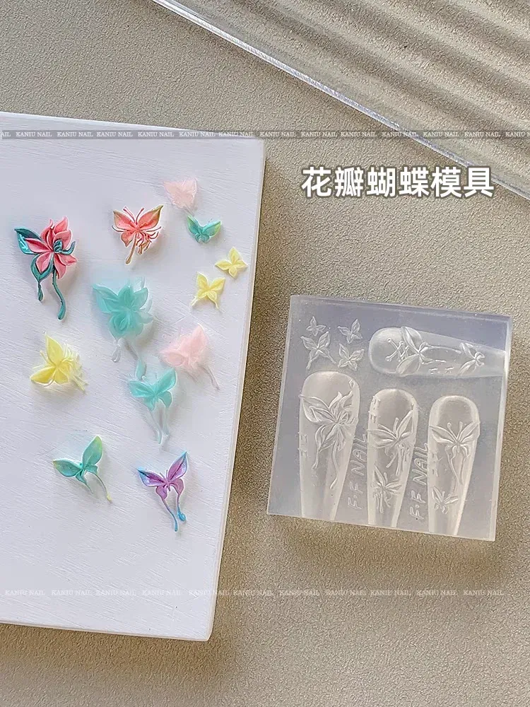 Color: Amber - 1pc Snake Flamingo Jellyfish Dragon Dtream 3D Acrylic Mold Nail Art DIY Silicone Nail Art Templates Nails Mold
