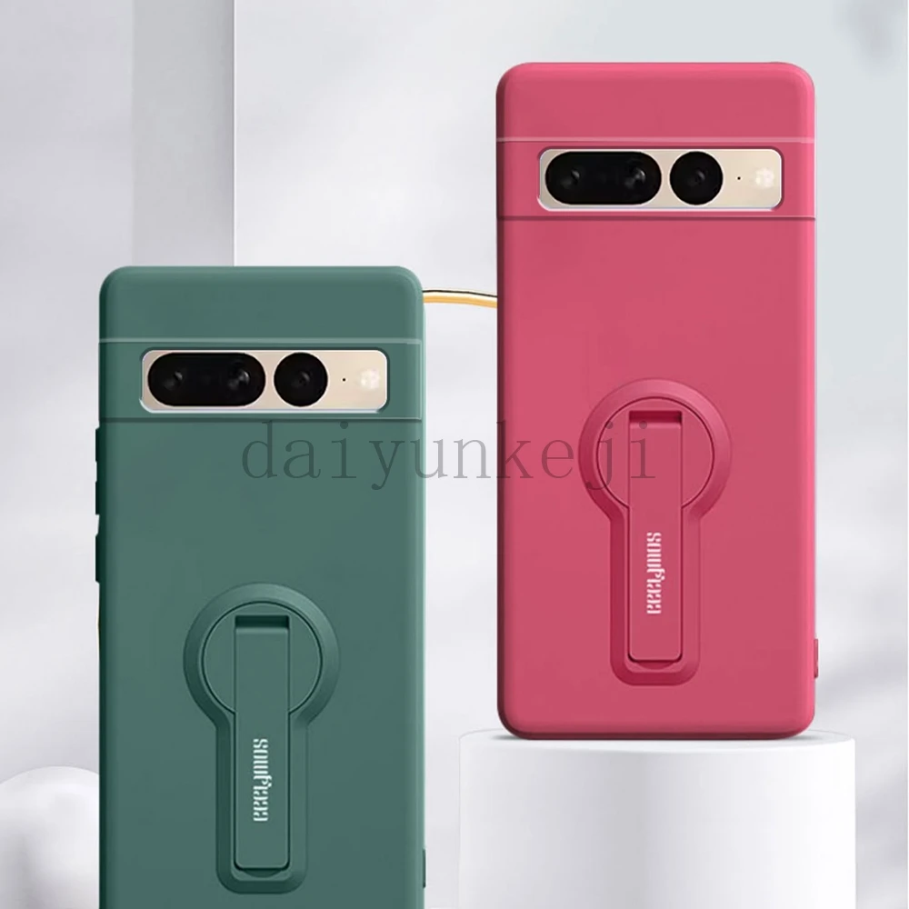 Color: Blue, Material: Denim - Phone Case For Google Pixel 7 8 6 5 9 Pro XL Pixel 7A 6A 5A 8A 9A Soft Cover Silicone Case with Holder Stand Bracket Lanyard