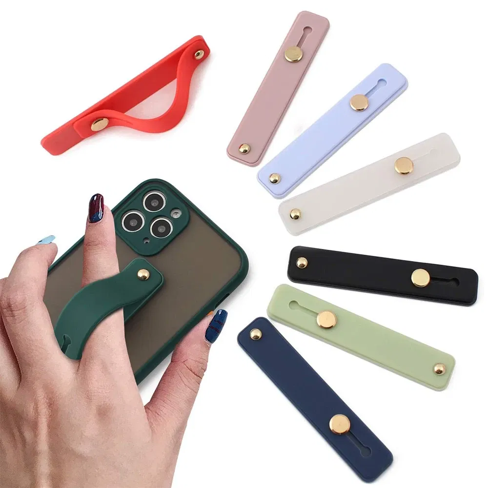 Color: WHITE - Wrist Band Hand Band Finger Grip Mobile Phone Holder Stand Push Pull Universal Plain Color Phone Socket Holder for iPhone Xiaomi