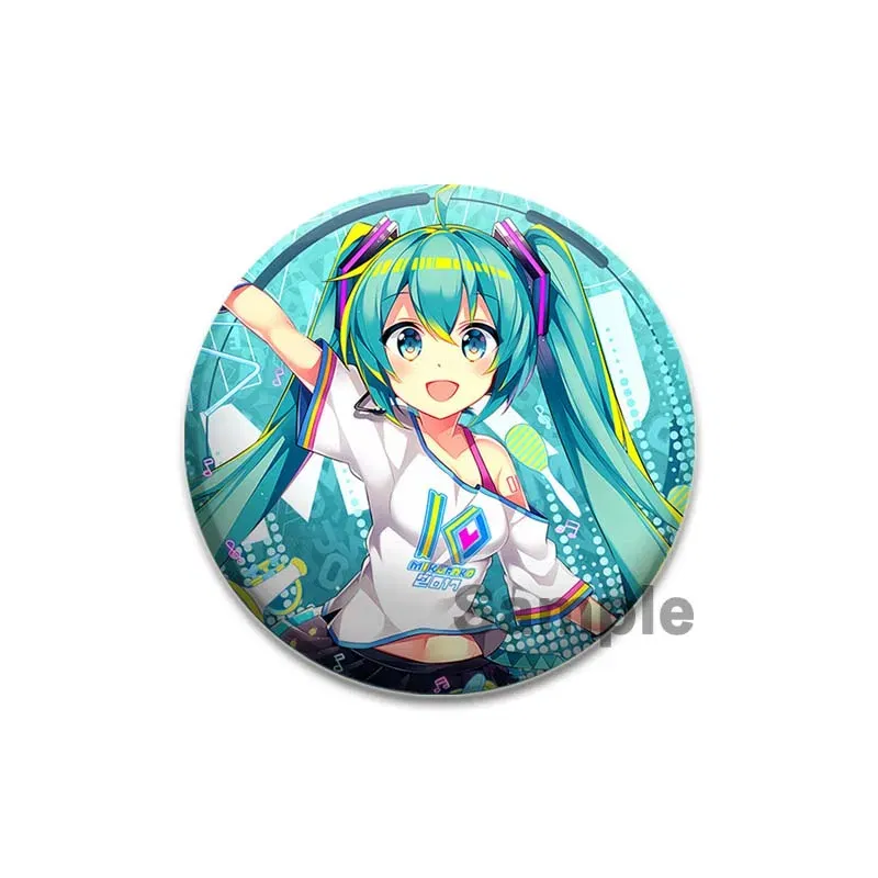 Color: plum, Size: L - 58/44/32mm Miku Anime Round Pins Cartoon Badges Cosplay Handmade Tinplate Brooch on Backpack Clothes Chest Ornament Gifts