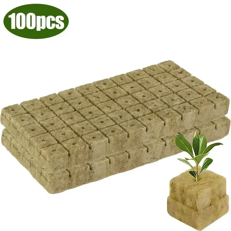 Color: Yellow - Stonewool Hydroponic Grow Media Cubes Plant Cube Soilless Substrate Seeded Planting Spong Plug Seedling Block Garden Tools