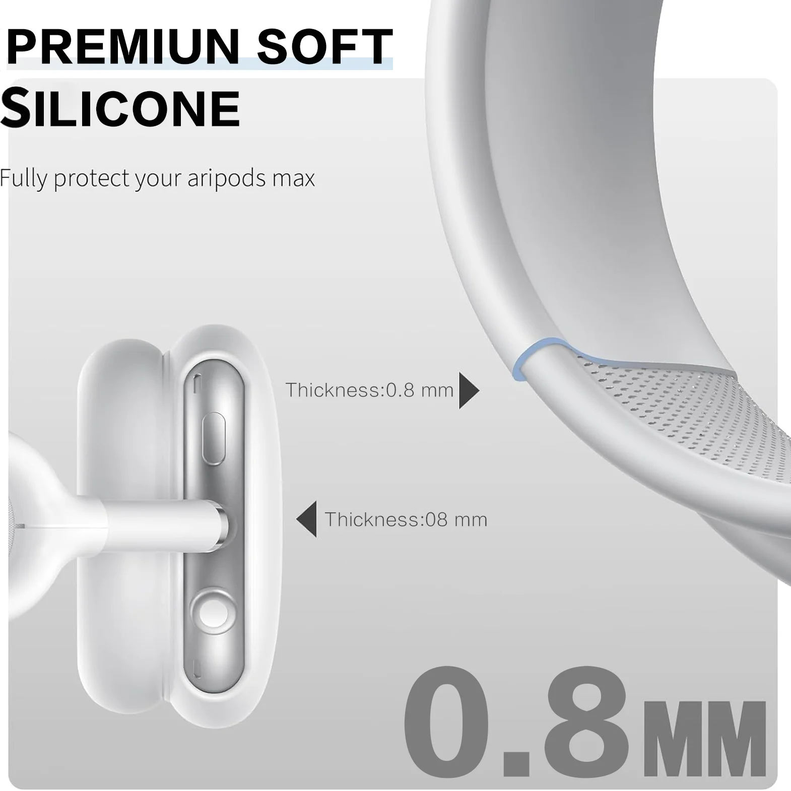 Color: LIGHT BLUE - Silicone Case Cover for AirPods Max(2024/2020) Headphones, Anti-Scratch Ear Pad Case Cover/Ear Cups Cover/Headband Cover