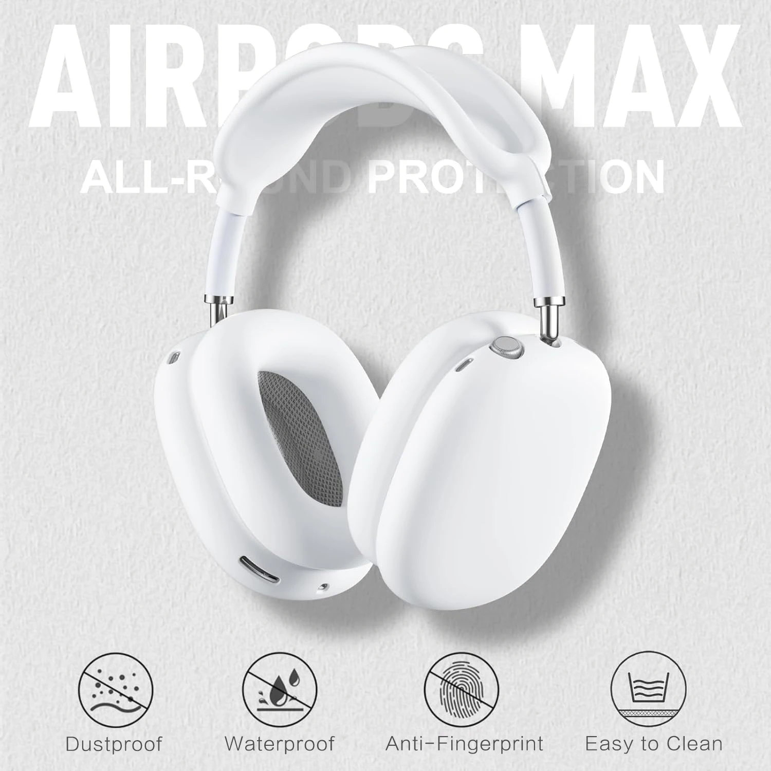 Color: LIGHT BLUE - Silicone Case Cover for AirPods Max(2024/2020) Headphones, Anti-Scratch Ear Pad Case Cover/Ear Cups Cover/Headband Cover