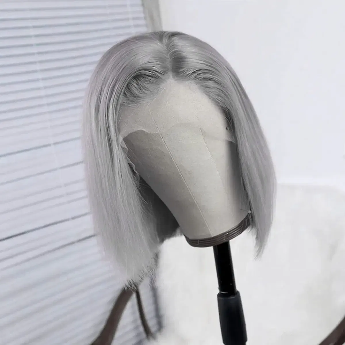 Grey Straight Short Bob Wig Human Hair 13x4 Lace Front Frontal Wig 200 Density Sliver Gray Bob Lace Front Human Hair Wigs