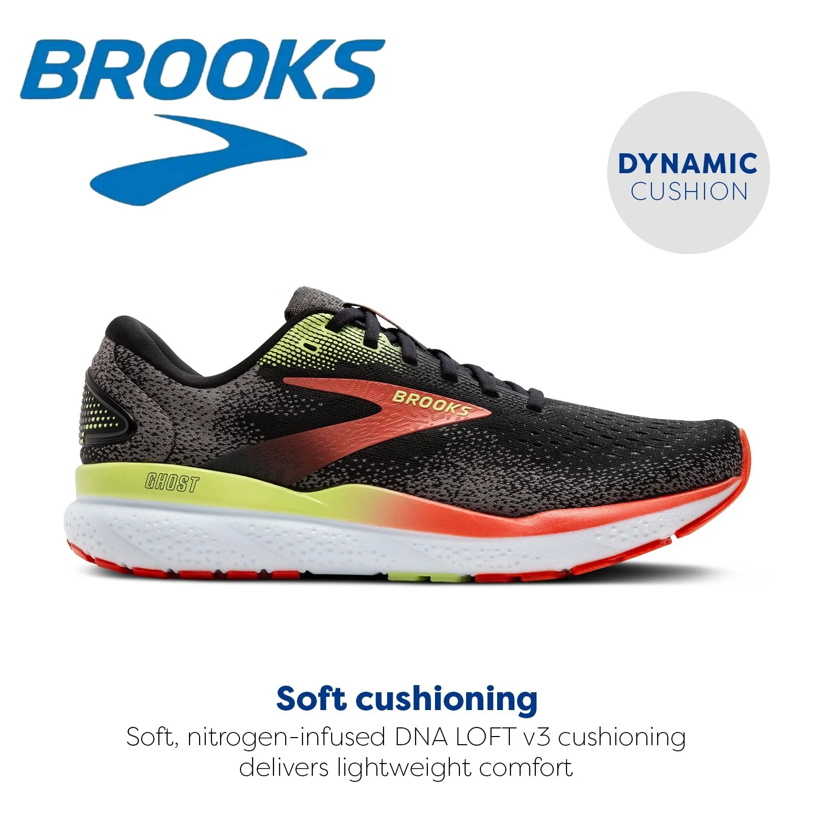 Brooks Men?™s Casual Sneakers Ghost 16 Neutral Running Shoes Breathable Wear Resistant Low-top Non-slip Sports Training Shoes